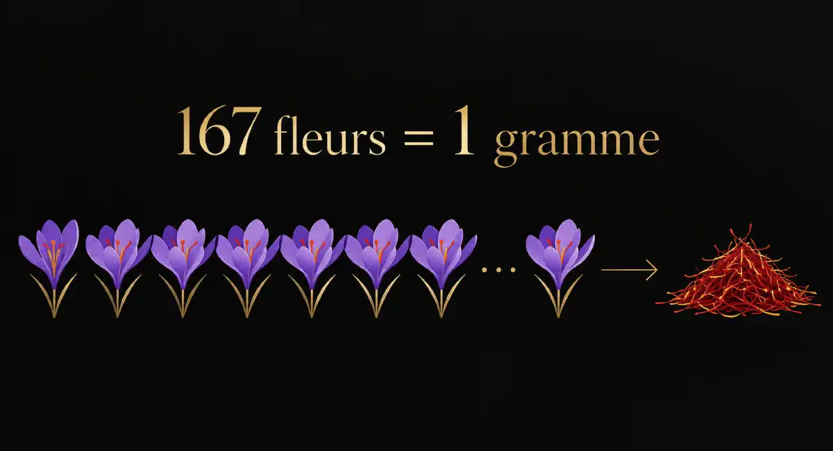 Infographic: about 167 crocus flowers make one gram of saffron