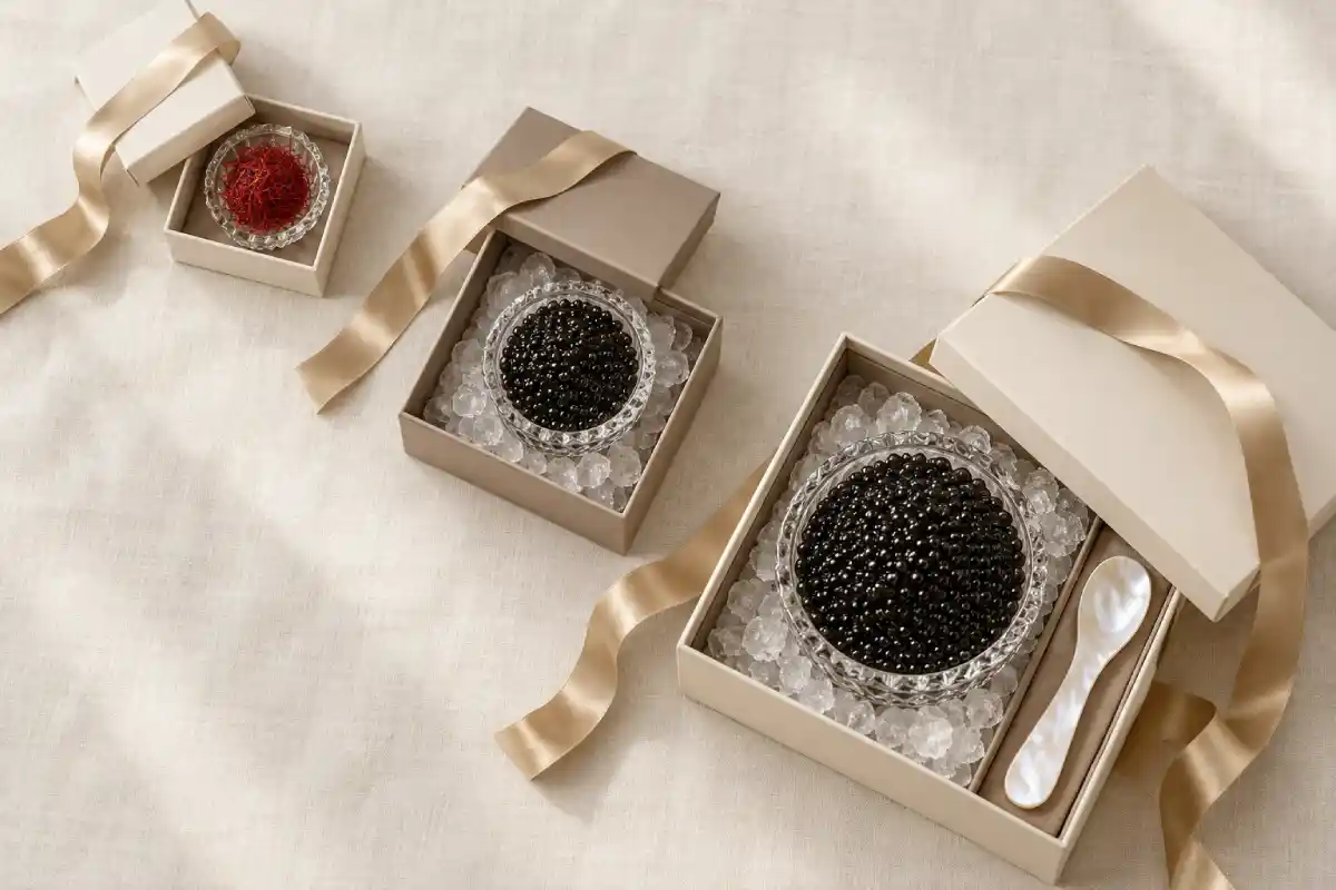 Cadeaux d’entreprise au caviar et au safran, du plus petit au plus grand