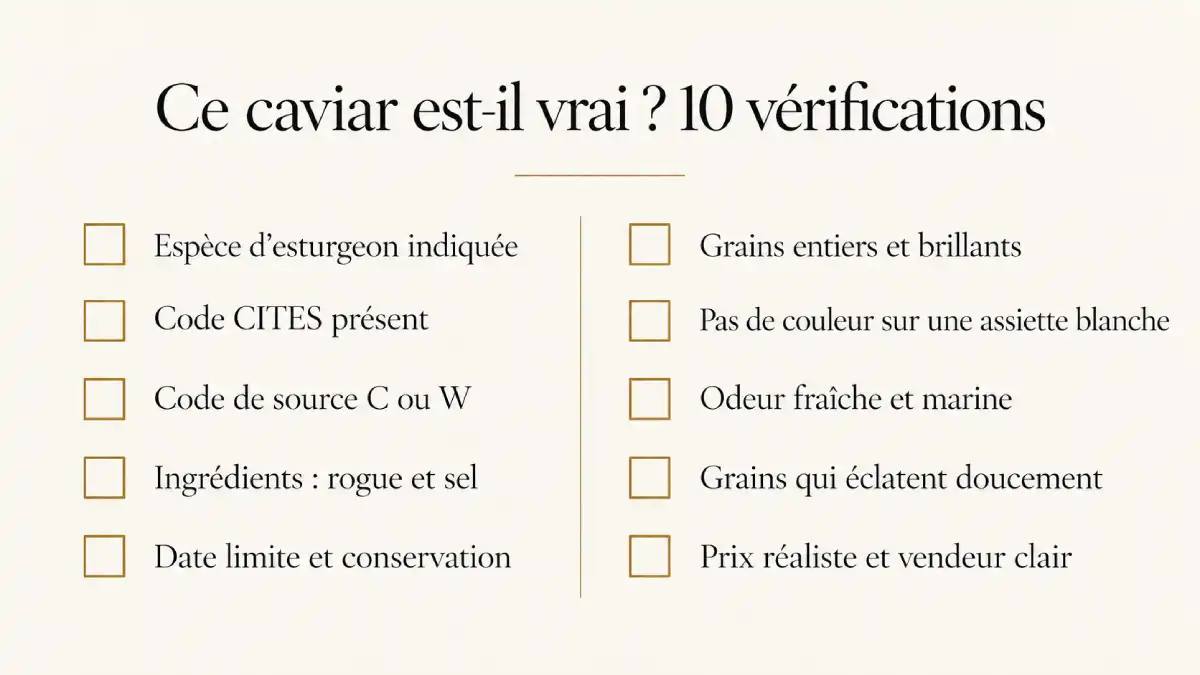 Check-list de 10 vérifications pour savoir si un caviar est authentique